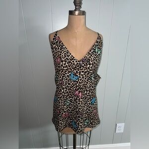 RUE 21+ Leopard Print V-Neck Cami with Colorful Butterfly Accents